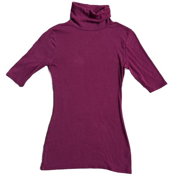 A NEW DAY BURGUNDY THREE QUATER LENGTH SLEEVE TURTLENECK TOP SIZE XS - Picture 1 of 5